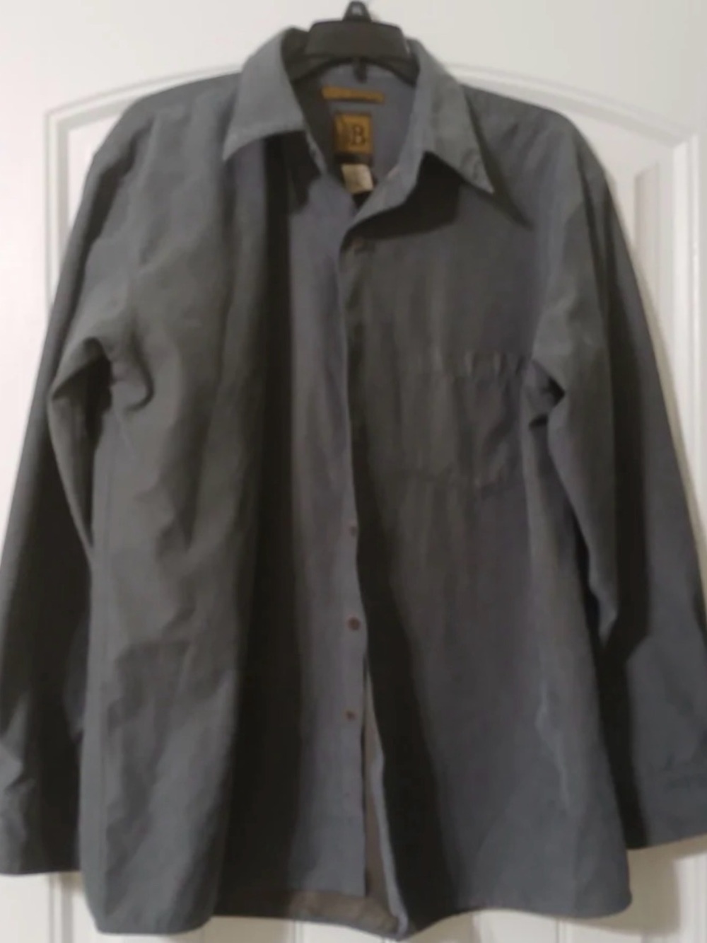 Bruno Men's Sueded Microfiber Gray Button Up Shirt Size Large Suede Soft ~Read~